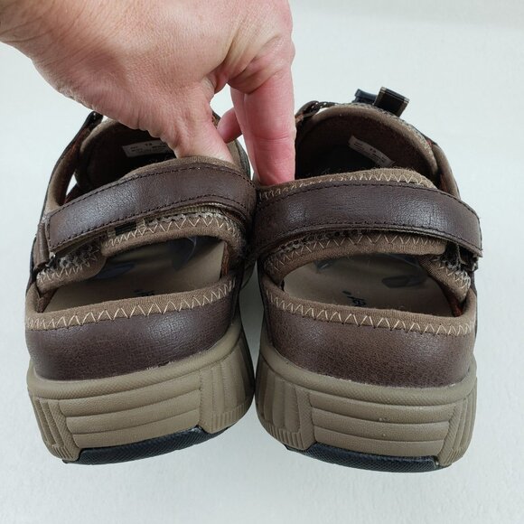 Orthofeet 593 Alpine Leather Sandal Mens 13 EE Wide Brown Orthotic Adjustable - Picture 10 of 12